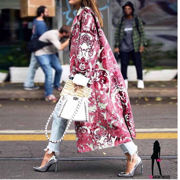 Order Plus Jackets & Blazers - PLUS Rose Floral Pattern Print Coat